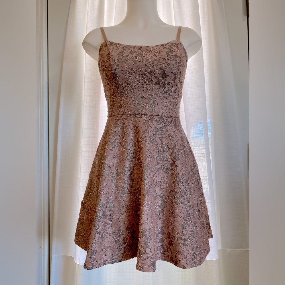 Rose gold pleated short dress